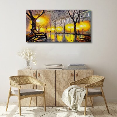 Foto auf leinwand Goldene Lichter im Park