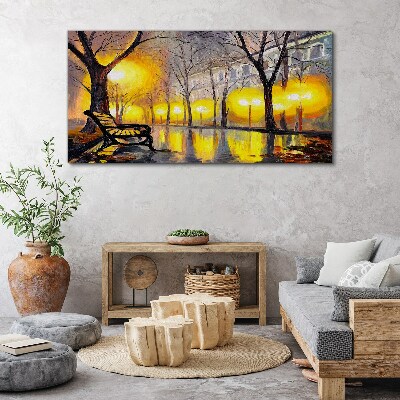 Foto auf leinwand Goldene Lichter im Park