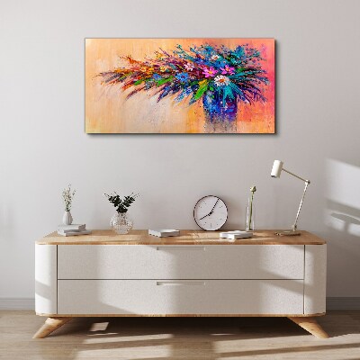 Foto leinwand Bunte Blumen in einer Vase