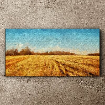 Foto auf leinwand Goldene Felder unter blauem Himmel