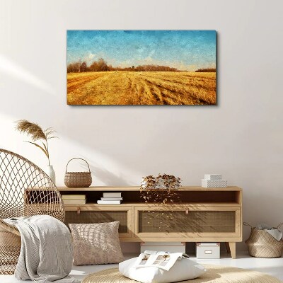Foto auf leinwand Goldene Felder unter blauem Himmel