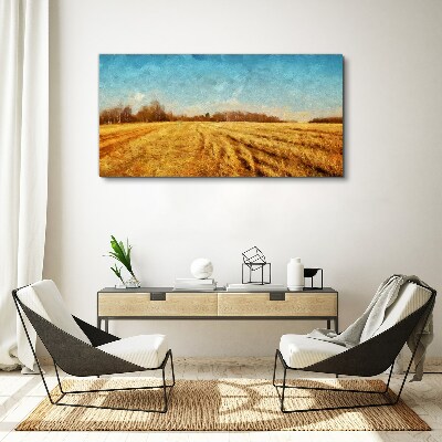 Foto auf leinwand Goldene Felder unter blauem Himmel