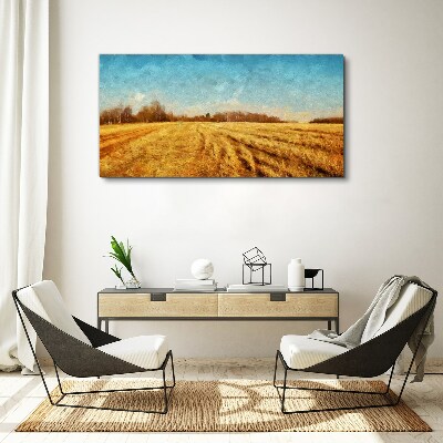 Foto auf leinwand Landschaft, Feld, Wald, Himmel