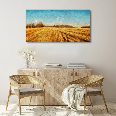 Foto auf leinwand Landschaft, Feld, Wald, Himmel