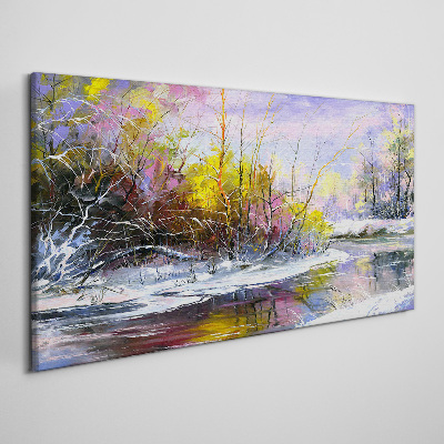 Wandbild Winterbäume Fluss Natur