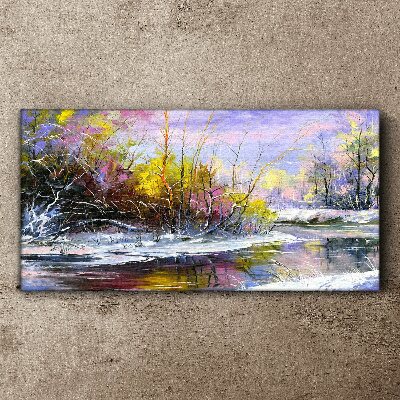 Wandbild Winterbäume Fluss Natur