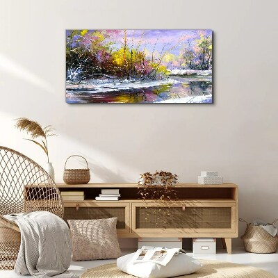 Wandbild Winterbäume Fluss Natur