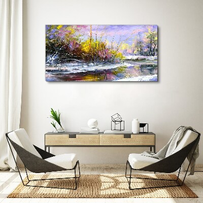 Wandbild Winterbäume Fluss Natur