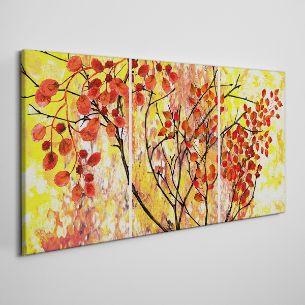 Foto auf leinwand Herbstblätter auf gelbem Hintergrund