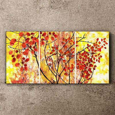 Foto auf leinwand Herbstblätter auf gelbem Hintergrund