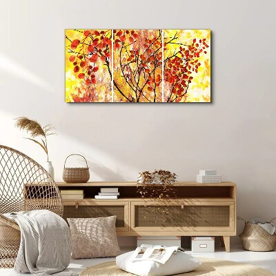 Foto auf leinwand Herbstblätter auf gelbem Hintergrund