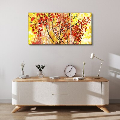 Foto auf leinwand Herbstblätter auf gelbem Hintergrund