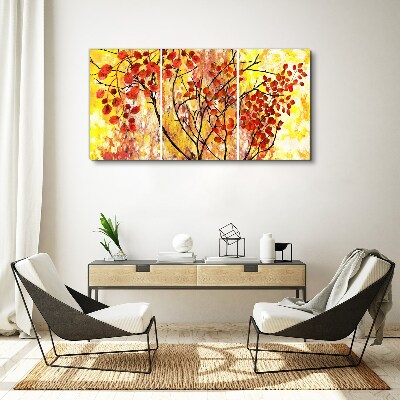Foto auf leinwand Herbstblätter auf gelbem Hintergrund
