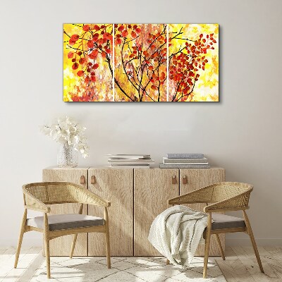 Foto auf leinwand Herbstblätter auf gelbem Hintergrund