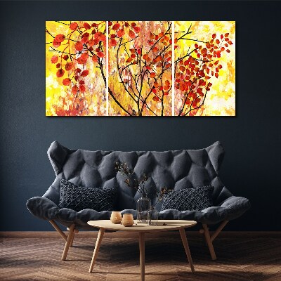 Foto auf leinwand Herbstblätter auf gelbem Hintergrund