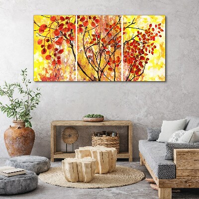 Foto auf leinwand Herbstblätter auf gelbem Hintergrund
