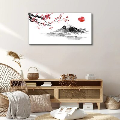Foto auf leinwand Kirschblüten und Berglandschaft