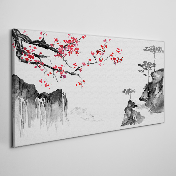 Bild auf leinwand Blumenlandschaften im japanischen Stil