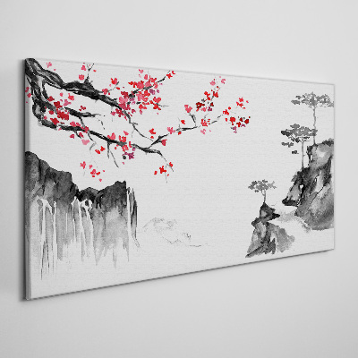 Bild auf leinwand Blumenlandschaften im japanischen Stil