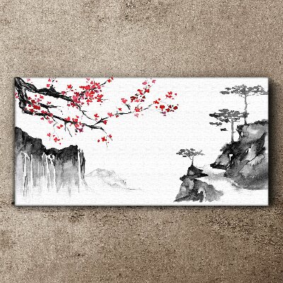 Bild auf leinwand Blumenlandschaften im japanischen Stil