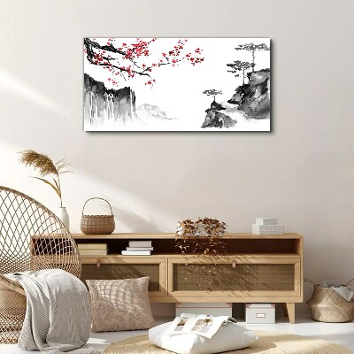 Bild auf leinwand Blumenlandschaften im japanischen Stil