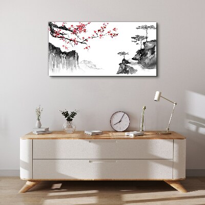Bild auf leinwand Blumenlandschaften im japanischen Stil