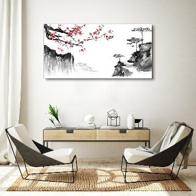 Bild auf leinwand Blumenlandschaften im japanischen Stil