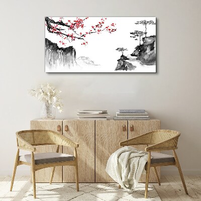 Bild auf leinwand Blumenlandschaften im japanischen Stil