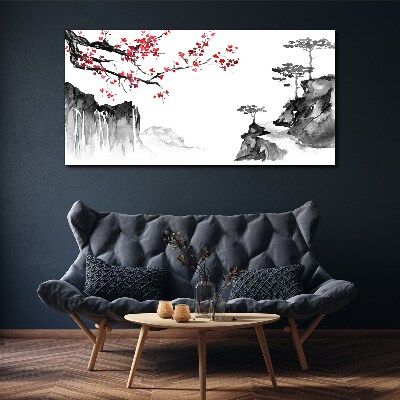 Bild auf leinwand Blumenlandschaften im japanischen Stil