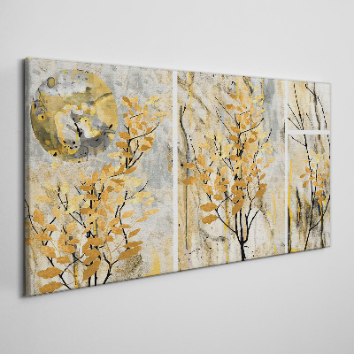Foto auf leinwand Goldene Blätter im Mondlicht
