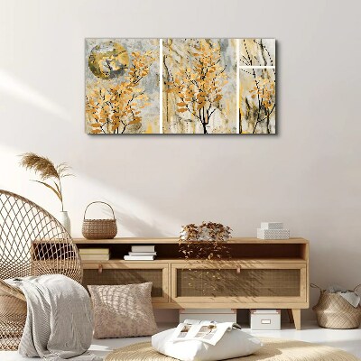 Foto auf leinwand Goldene Blätter im Mondlicht