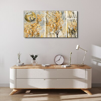 Foto auf leinwand Goldene Blätter im Mondlicht