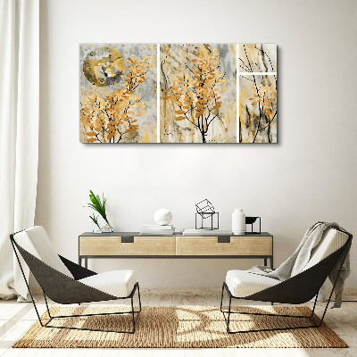 Foto auf leinwand Goldene Blätter im Mondlicht