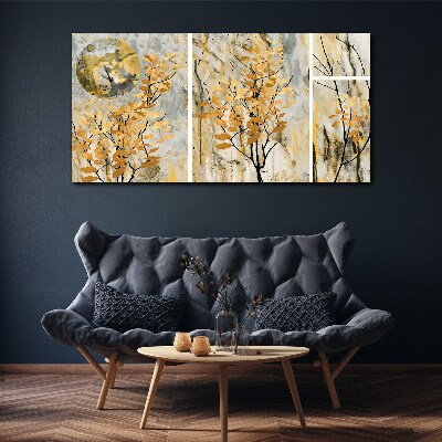 Foto auf leinwand Goldene Blätter im Mondlicht