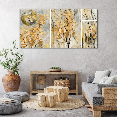 Foto auf leinwand Goldene Blätter im Mondlicht