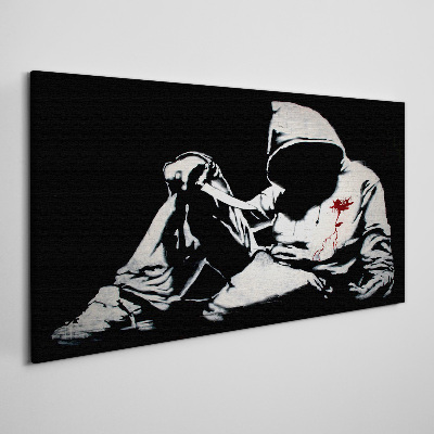 Foto auf leinwand Banksy-Messer Schwarz und Weiß