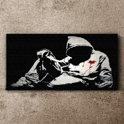 Foto auf leinwand Banksy-Messer Schwarz und Weiß