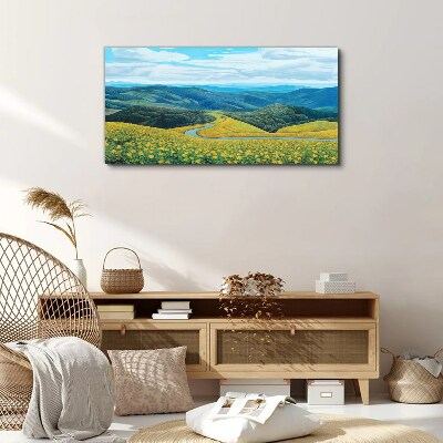 Foto leinwand Blumen Berge Bäume Landschaft