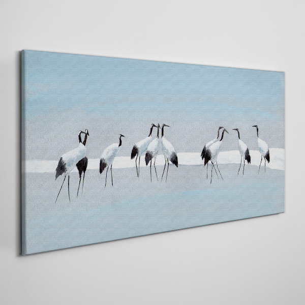 Foto auf leinwand Kranichschwärme auf blauem Hintergrund