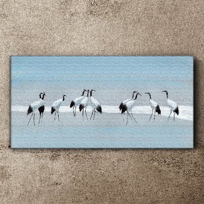 Foto auf leinwand Kranichschwärme auf blauem Hintergrund