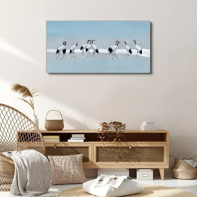Foto auf leinwand Kranichschwärme auf blauem Hintergrund