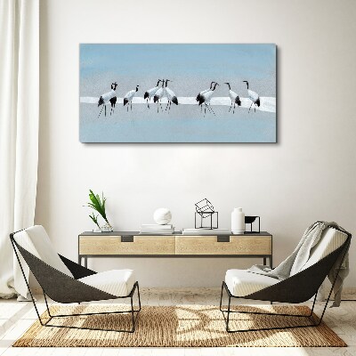 Foto auf leinwand Kranichschwärme auf blauem Hintergrund