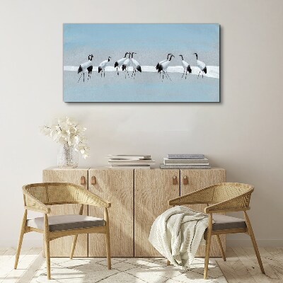 Foto auf leinwand Kranichschwärme auf blauem Hintergrund