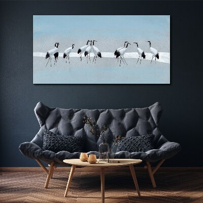 Foto auf leinwand Kranichschwärme auf blauem Hintergrund