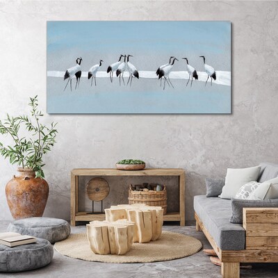 Foto auf leinwand Kranichschwärme auf blauem Hintergrund