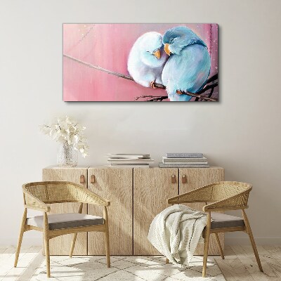 Foto auf leinwand Niedliche Papageien auf einem Ast