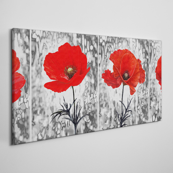 Leinwandbild Rote Mohnblumen auf einem Glashintergrund