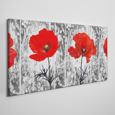 Leinwandbild Rote Mohnblumen auf einem Glashintergrund