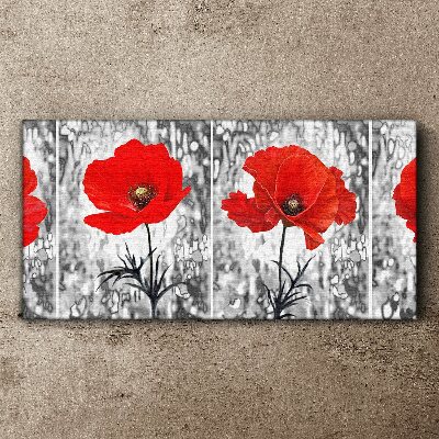 Leinwandbild Rote Mohnblumen auf einem Glashintergrund