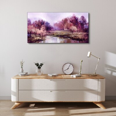 Foto auf leinwand Frühlingslandschaft in Rosatönen